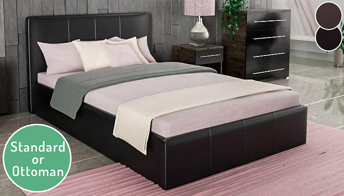 Ottoman Lisbon Faux Leather Bed, Leather Bedding Sets South Africa