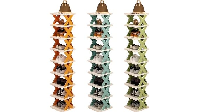 9-Tier Space-Saving Vertical Shoe Rack - 3 Colours