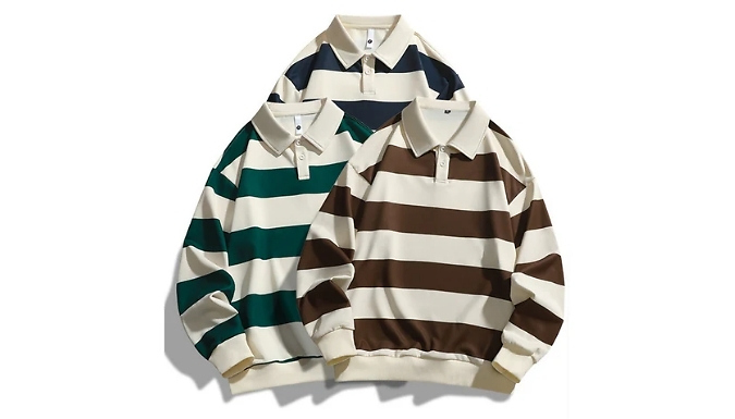 Men's Loose Striped Casual Sweatshirt - 3 Colours, 6 Sizes!