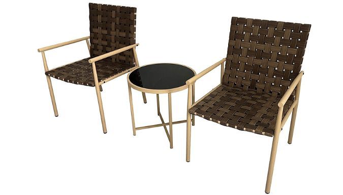 3-Piece Leather-Effect Rattan Patio Set