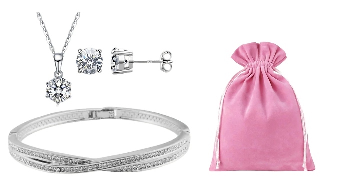 3-Piece Jewellery Set With Crystals from Swarovski - Optional Gift Bag!