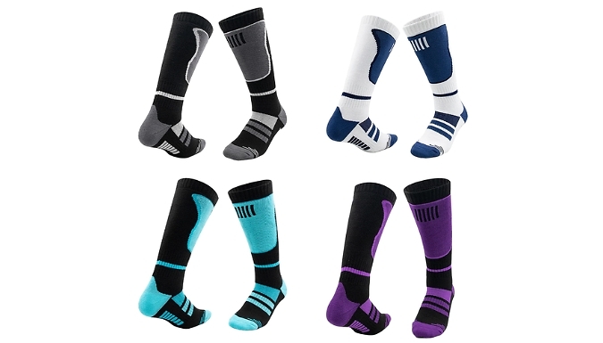 1 or 2 Pairs of Long Warm Compression Socks - 4 Colours at Go Groopie