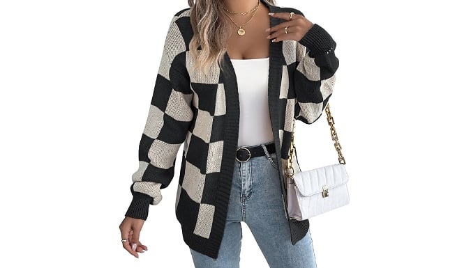 Women’s Checkerboard Knit Cardigan - 3 Colours & 3 Sizes