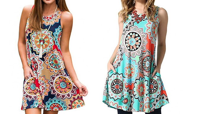 Retro Printed Dress - 6 Styles & 5 Sizes from Go Groopie IE