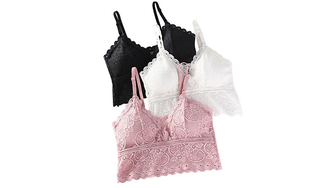 Lace Detail Padded Adjustable Bralette - 3 Colours