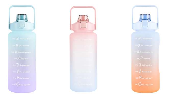 1L or 2L Motivational Sports Water Bottle with Handle - 9 Colours