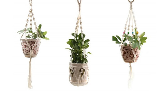 Knotted Tassel Plant Hanger Basket - 3 Designs