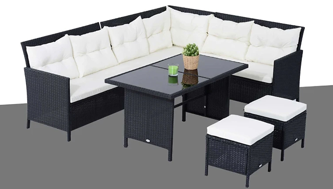 8-Seater Garden Rattan Sofa & Table Furniture Set