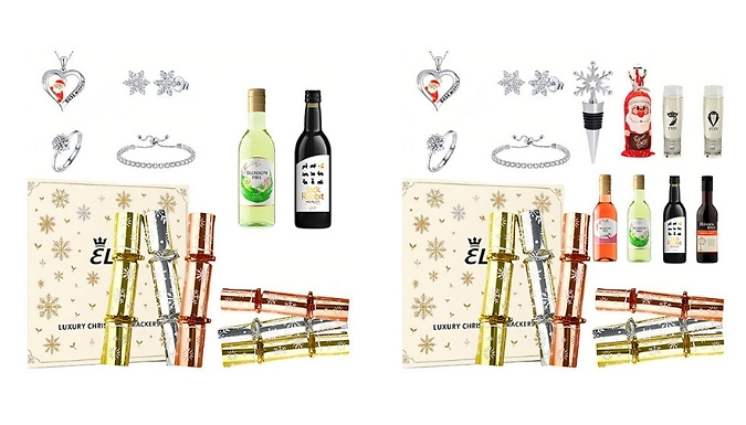 6 or 12 Luxury 10-Inch Christmas Crackers - Alcohol, Jewellery & More Inside!