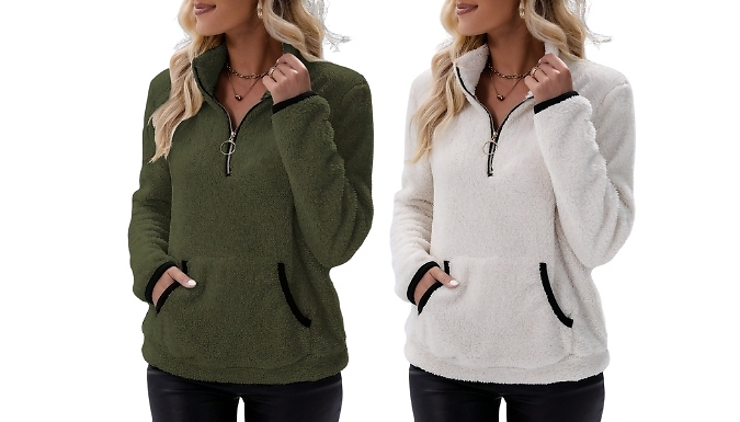 Women’s Half-Zip Sherpa Fleece Pullover - 10 Colours, 6 Sizes!