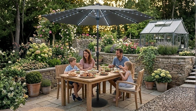 2.7M LED Tilt Parasol With Base - 4 Colours