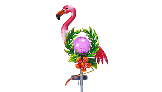 Flamingo Wreath Solar Garden Stake Light