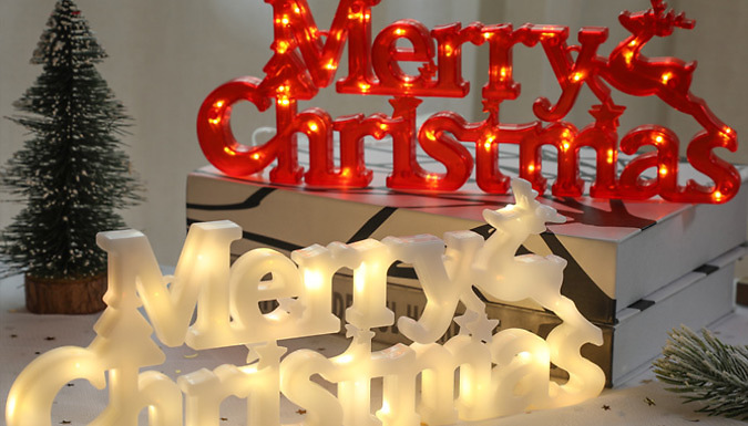 Merry Christmas Light Up Sign - 3 Colours