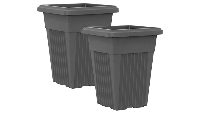 Pair Of Pillar Style Grey Planters