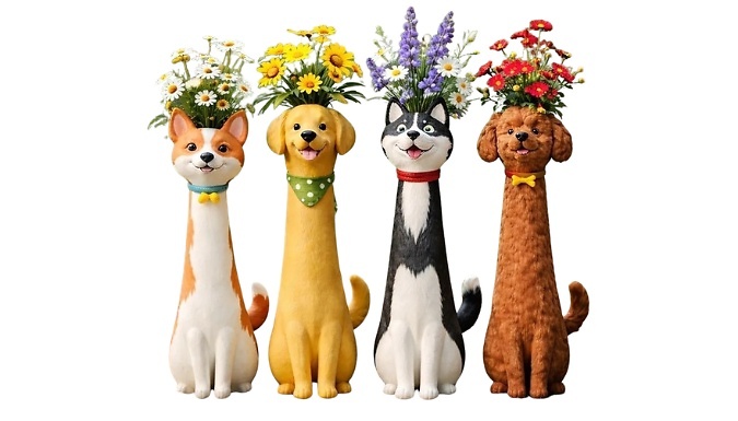 Dog-Shaped Decorative Vase - 9 Options!