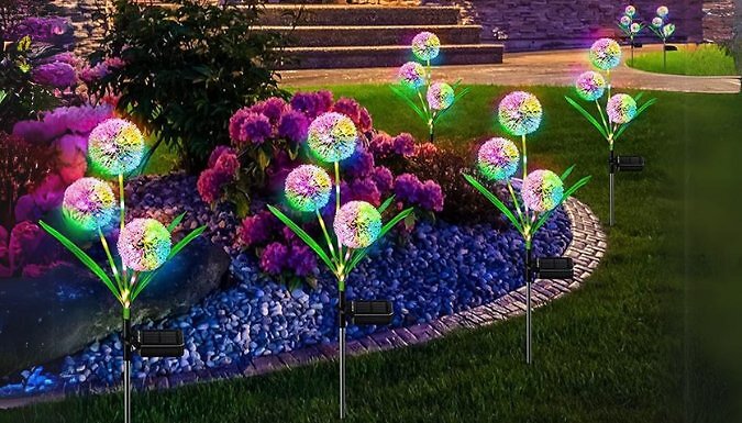 2 or 4-Pack Solar-Powered Waterproof Dandelion Lights!