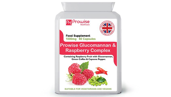 Prowise Glucomannan and Raspberry Advance Complex Capsules - Pack of 60, 120 or 180 Capsules from Go Groopie IE