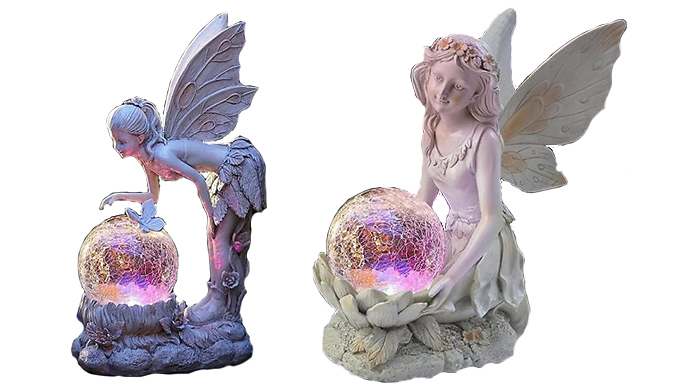 Solar Crystal Ball Fairy Statue Lamp - 3 Designs