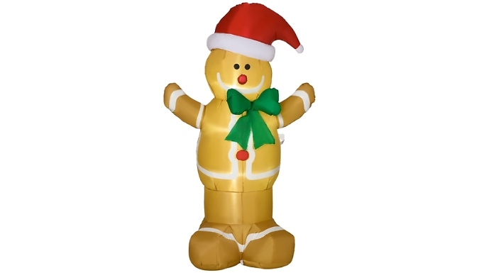 HOMCOM 6ft Christmas Inflatable Gingerbread Man with LED Lights