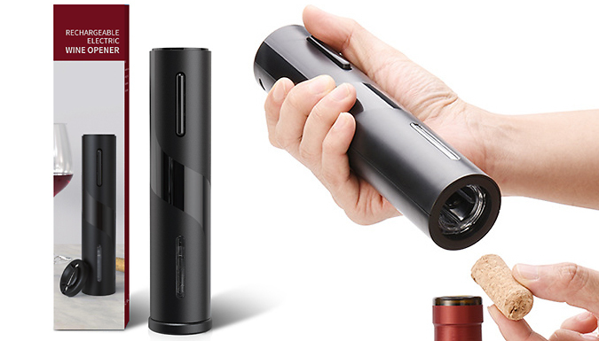 Justgiftdirect Rechargeable or Battery-Powered Wine Bottle Corkscrew