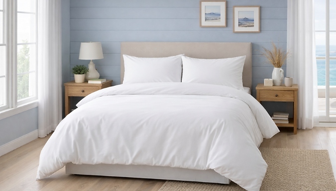 Hotel-Quality Cotton Rich White Bed Sheet or Duvet Cover Set - 4 Sizes!