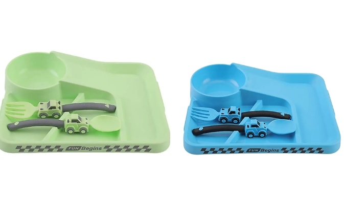 Kid's Cartoon Racing Dinner Set - 6 Colours