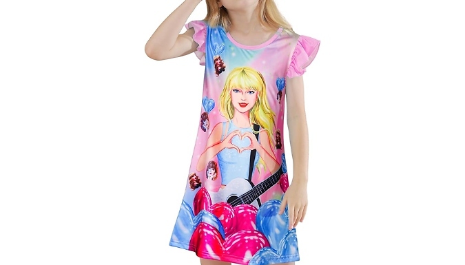 Girl's Flutter Sleeve Pyjamas Dress - 2 Styles & 7 Sizes