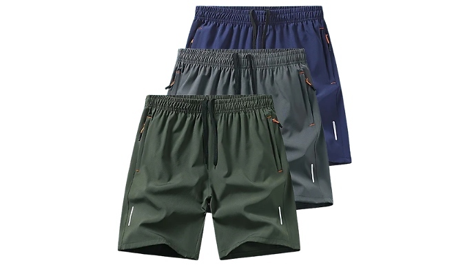 3-Pack of Men's Breathable Quick-Dry Sports Shorts - 4 Colour Options