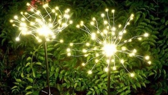 Solar Powered Firework Lights - 3 Sizes & 3 Colours at Go Groopie