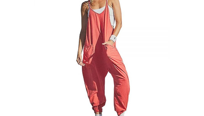 Spaghetti Strap Wide-Leg Pocket Jumpsuit - 7 Colours & 6 Sizes