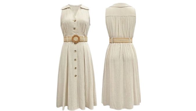 Women's Elegant Linen-Blend Dress - 4 Sizes!