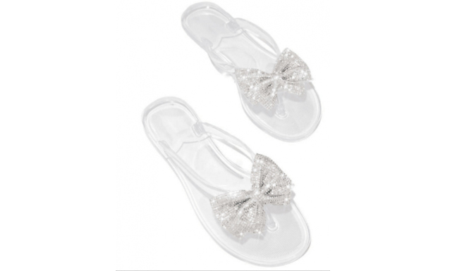 Sparkly Bow-Front Sandals - 3 Colours & 3 Sizes