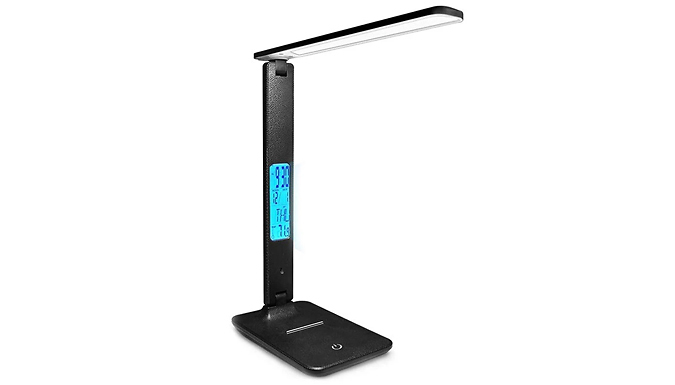 Foldable Wireless LED Desk Lamp With Digital Clock - 2 Colours