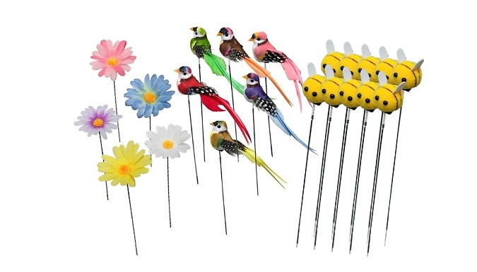 35-Piece Garden Decoration Stakes - Flowers, Bees & More!