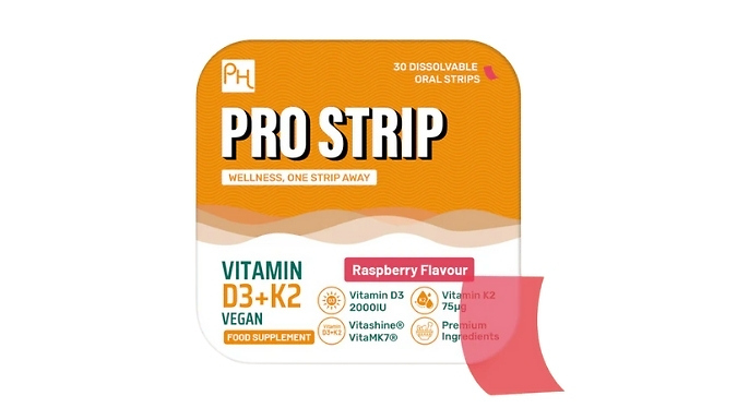 Fitness Booster Vitamin D3 & K2 Oral Strips - Raspberry Flavour!