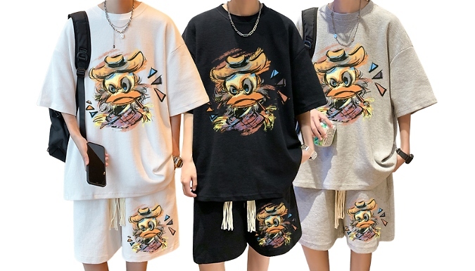 Oversized Cartoon Graffiti Top & Shorts Co-ord - 3 Colours & 7 Sizes