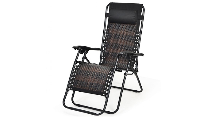 2-Piece Rattan Folding Sun Lounger with Headrest - 3 Colours at Go Groopie