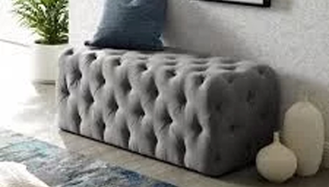 White velvet store tufted ottoman