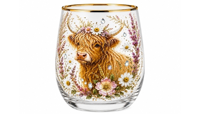 Decorative Animal Print Glass Tumbler - 7 Designs
