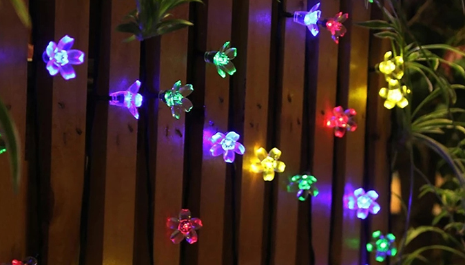 5-12m Flower Blossom Solar LED Fairy Lights - 8 Colours