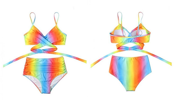 Ruched High-Waisted Bikini Set - 8 Colours & 5 Sizes
