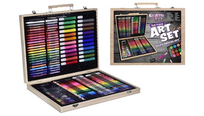 Art Set in Wooden Carry Case - 67 or 168-Piece!