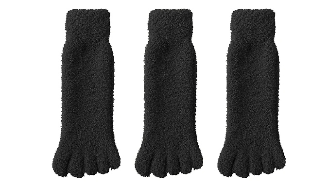 3 Pairs of Winter Warm Fleece Toe Socks - 4 Colours