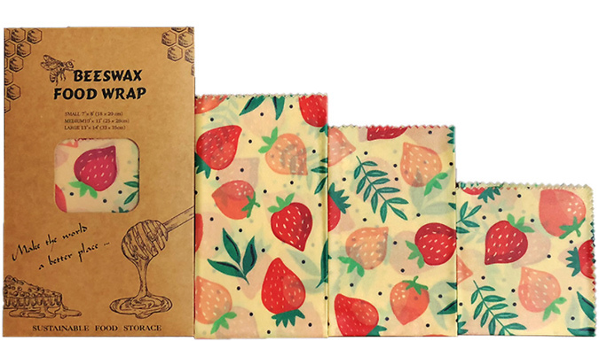 Reusable Cotton Beeswax Food Wraps - 3 Designs