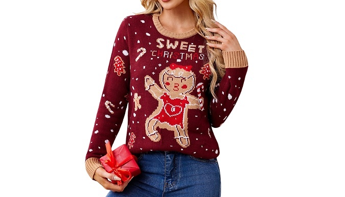 Women's Gingerbread Man Knitted Jumper - 5 Sizes
