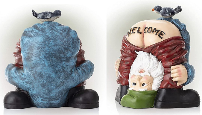 'Welcome' Naughty Gnome Garden Statue