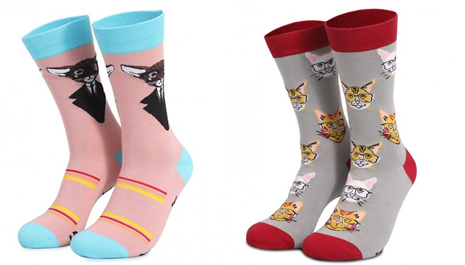 Funny Animal Slogan Socks - 1 or 5 Pairs