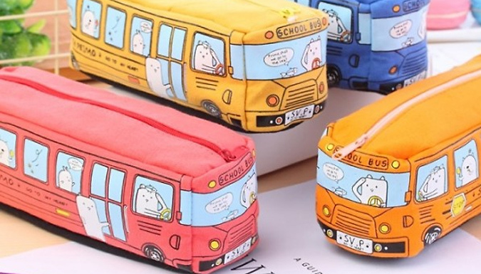 Supertrendinuk Cartoon School Bus Large Pencil Case - 4 Colours