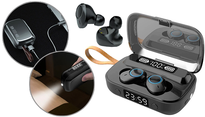 Fantasy Supply TWS Waterproof Bluetooth Sport Earbuds & LED Torch