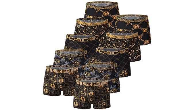 10-Pack of Men's Gold-Printed Boxers - 4 Sizes!